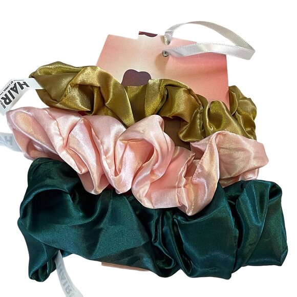 L'Oreal Satin Scrunchie Set | Gold, Pink, Teal - Picture 2 of 6